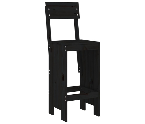 Set de mesa y taburetes altos jardín 5 piezas madera pino negro