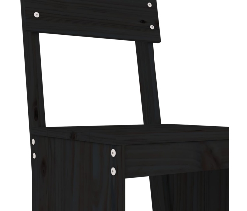 Set de mesa y taburetes altos jardín 5 piezas madera pino negro