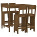 Mesa y taburetes altos de jardín 5 pzas madera pino marrón miel