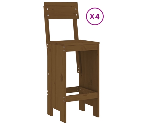 Mesa y taburetes altos de jardín 5 pzas madera pino marrón miel