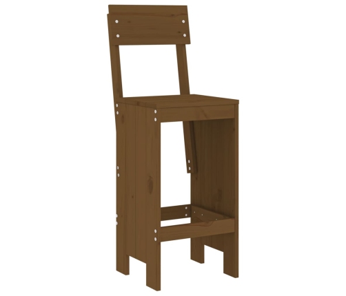 Mesa y taburetes altos de jardín 5 pzas madera pino marrón miel