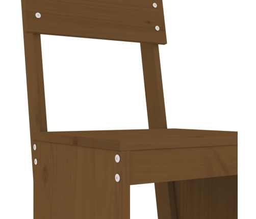 Mesa y taburetes altos de jardín 5 pzas madera pino marrón miel