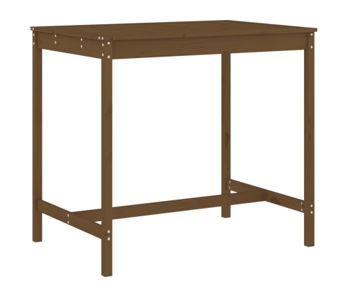 Mesa y taburetes altos de jardín 5 pzas madera pino marrón miel