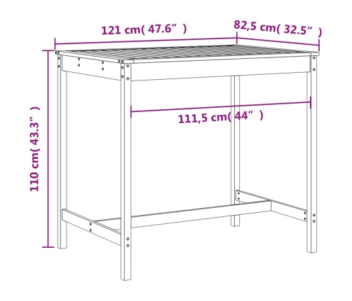 Mesa y taburetes altos de jardín 5 pzas madera pino marrón miel