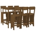 Mesa y taburetes altos de jardín 7 pzas madera pino marrón miel