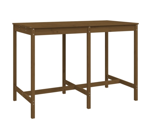 Mesa y taburetes altos de jardín 7 pzas madera pino marrón miel