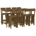 Mesa y taburetes altos de jardín 9 pzas madera pino marrón miel