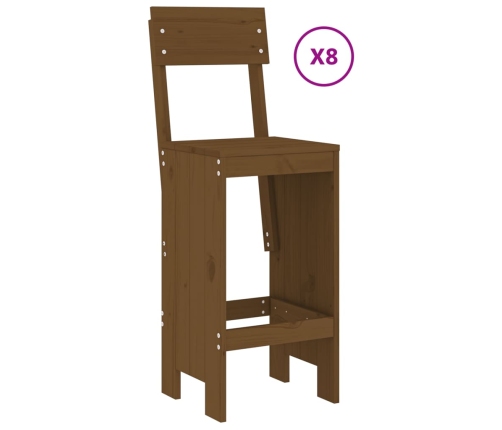 Mesa y taburetes altos de jardín 9 pzas madera pino marrón miel