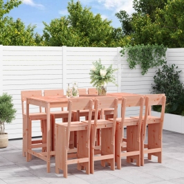 Juego de muebles de jardín 9 pzas madera maciza abeto Douglas