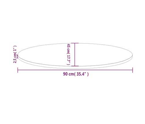 Tablero de mesa ovalado madera maciza pino blanco 90x45x2,5 cm