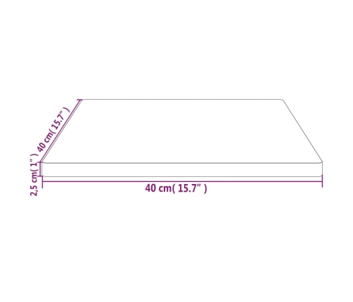 Tablero de mesa cuadrado madera maciza de pino 40x40x2,5 cm