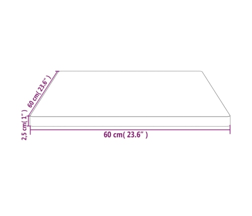 Tablero de mesa cuadrado madera maciza de pino 60x60x2,5 cm