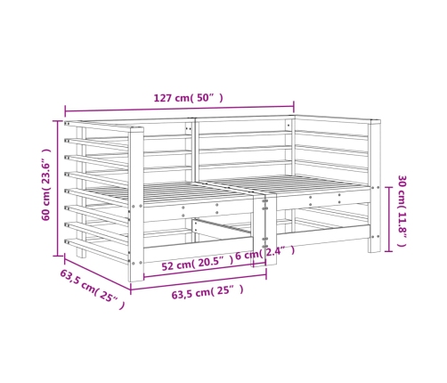 Sofás de esquina de jardín 2 uds madera maciza de pino