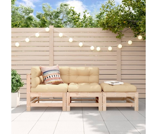 Juego de muebles de jardín 3 piezas madera maciza de pino