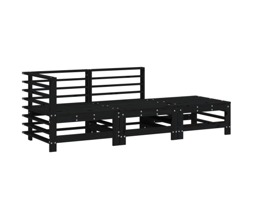Juego de muebles de jardín 3 pzas madera maciza de pino negro