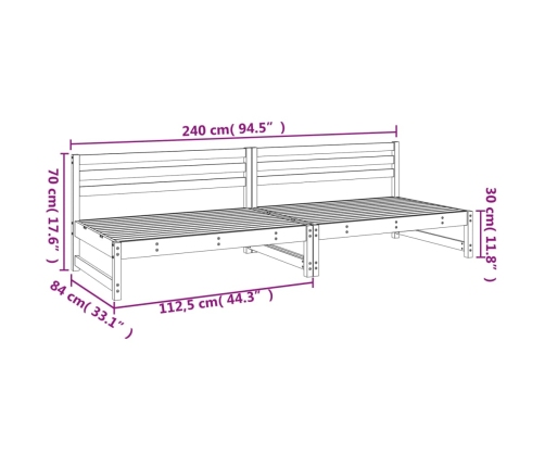 Sofás centrales de jardín 2 uds madera maciza de pino 120x80 cm