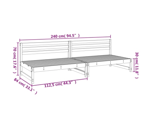 Sofás centrales de jardín 2 uds madera de pino gris 120x80 cm