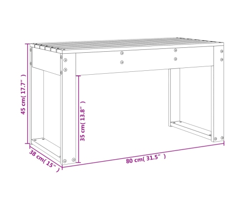 Banco de jardín madera maciza de abeto Douglas 80x38x45 cm