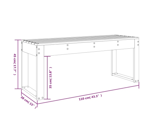 Banco de jardín madera maciza de pino marrón miel 110x38x45 cm