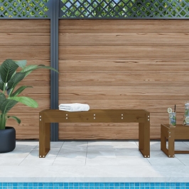 Banco de jardín madera maciza de pino marrón miel 110x38x45 cm