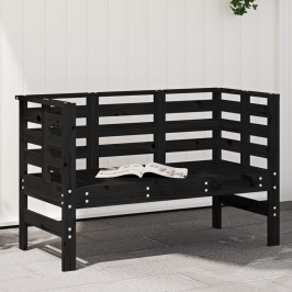 Banco de jardín madera maciza de pino negro 111,5x53x71 cm