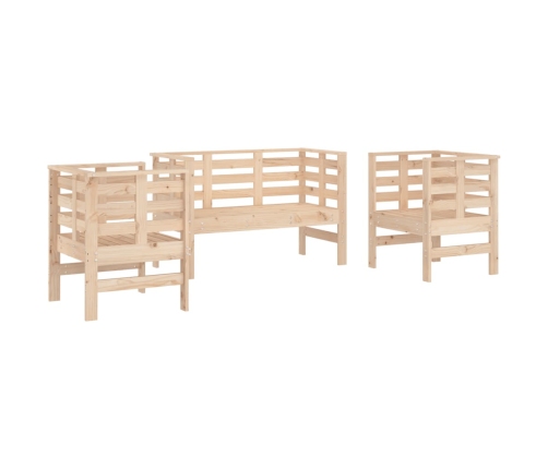 Juego de muebles de jardín 3 piezas madera maciza de pino