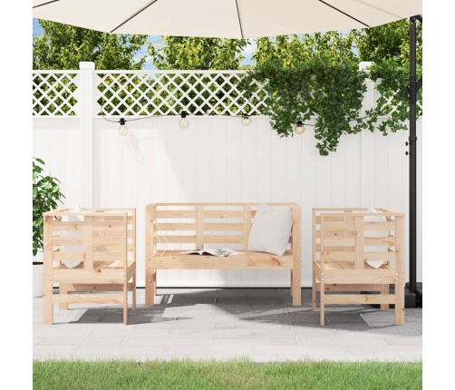Juego de muebles de jardín 3 piezas madera maciza de pino