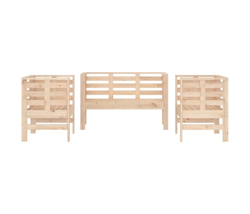 Juego de muebles de jardín 3 piezas madera maciza de pino
