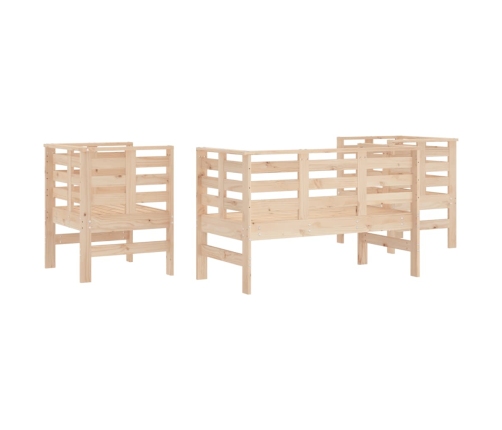 Juego de muebles de jardín 3 piezas madera maciza de pino