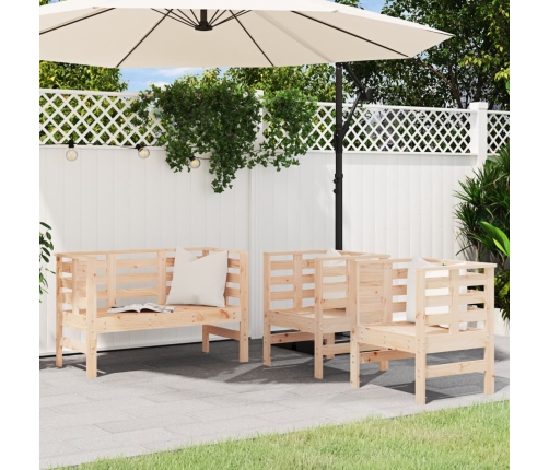 Juego de muebles de jardín 3 piezas madera maciza de pino