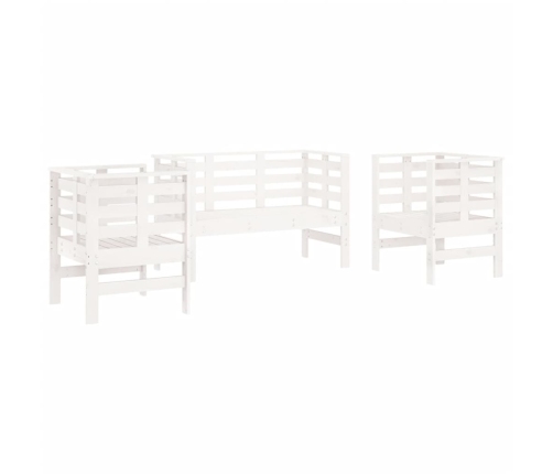 Juego de muebles de jardín 3 pzas madera maciza de pino blanco