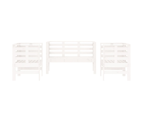 Juego de muebles de jardín 3 pzas madera maciza de pino blanco