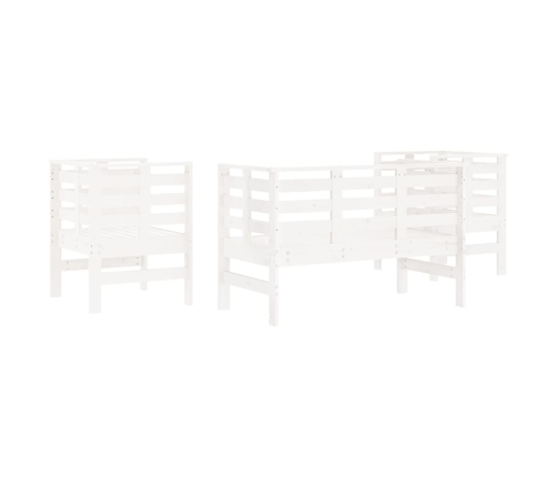 Juego de muebles de jardín 3 pzas madera maciza de pino blanco