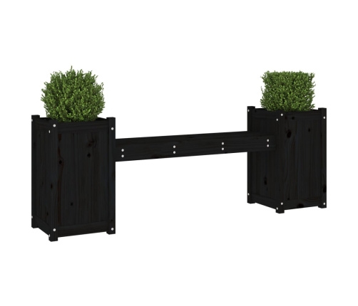 Banco con jardineras madera maciza de pino negro 180x36x63 cm