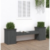 Banco con jardineras madera maciza pino gris 184,5x39,5x56,5 cm