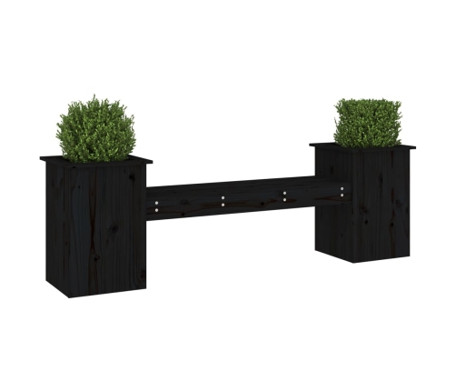 Banco con jardineras madera de pino negro 184,5x39,5x56,5 cm