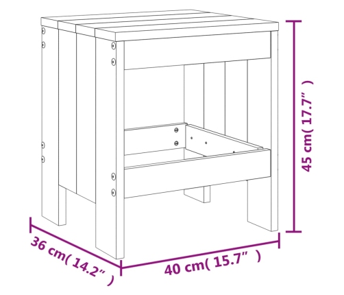 Taburetes de jardín 2 uds madera maciza de pino 40x36x45 cm