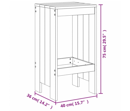 Taburetes de cocina 2 uds madera maciza pino blanco 40x36x75 cm