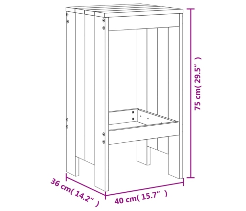 Taburetes de cocina 2 uds madera maciza pino negro 40x36x75 cm