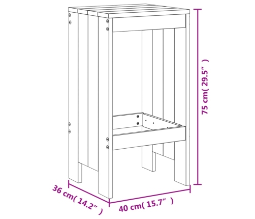 Taburetes de cocina 2 uds madera de abeto Douglas 40x36x75 cm