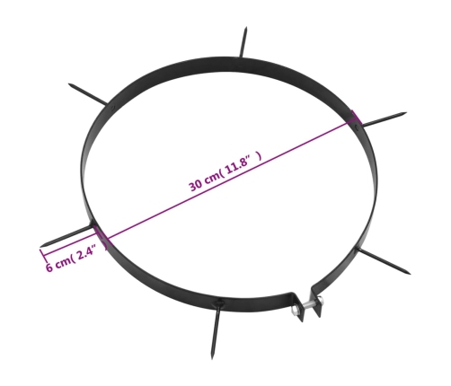 Abrazadera para aireador césped con pinchos 5 uds hierro Ø30cm