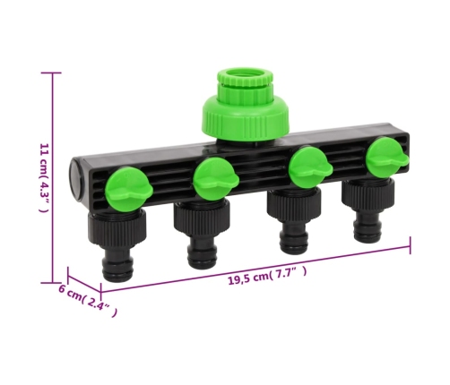 Adaptador para grifo de 4 vías ABS & PP verde negro 19,5x6x11cm