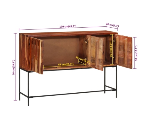 Aparador de madera maciza de acacia 110x28x76 cm