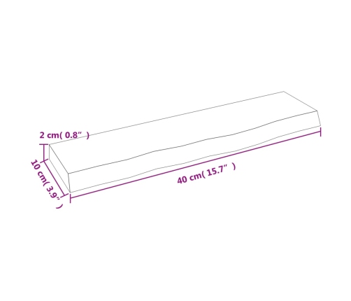 Estante de pared madera maciza de roble sin tratar 40x10x2 cm