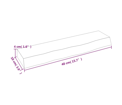 Estante de pared madera maciza de roble sin tratar 40x10x4 cm