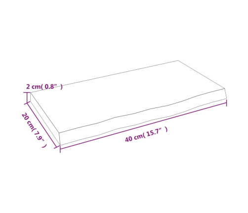 Estante de pared madera maciza de roble sin tratar 40x20x2 cm