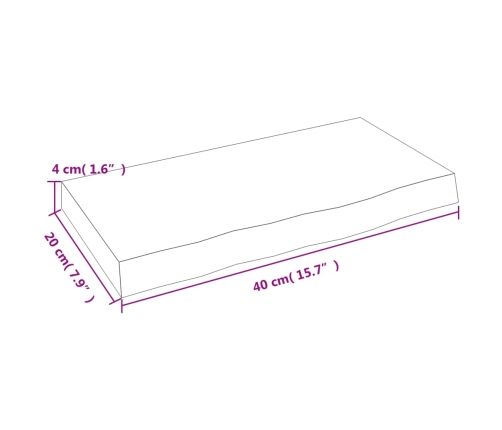 Estante de pared madera maciza de roble sin tratar 40x20x4 cm