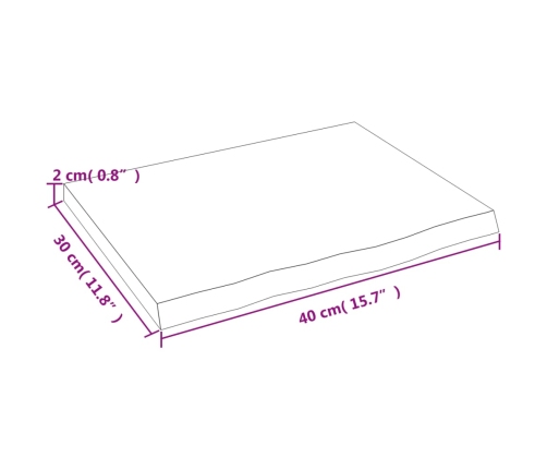 Estante de pared madera maciza de roble sin tratar 40x30x2 cm