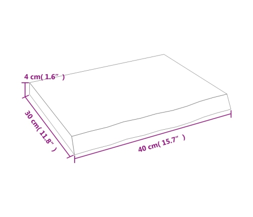 Estante de pared madera maciza roble sin tratar 40x30x(2-4) cm