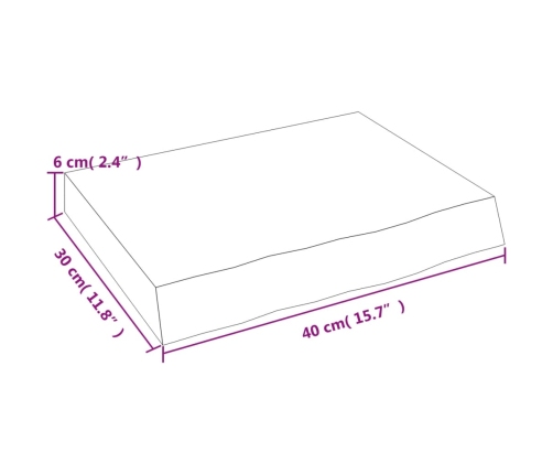 Estante de pared madera maciza roble sin tratar 40x30x(2-6) cm